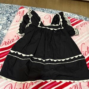 Zara Black Top with Cream Trim